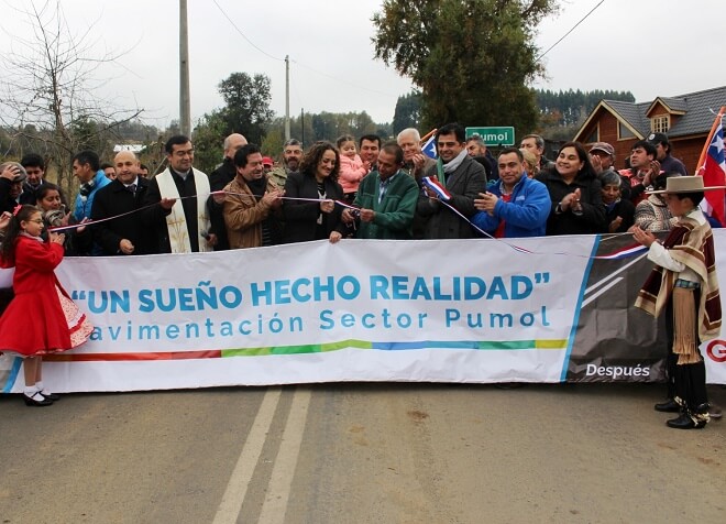 El asfaltado del camino de Pumol fue financiado por el MOP con 323 millones de pesos. (1)