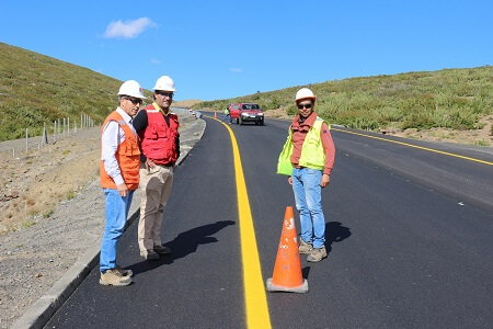 Mop ejecuta trabajos de recapado asfaltico de ruta internacional Paso Pino Hachado