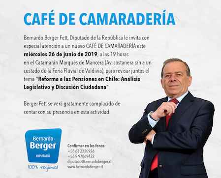 Diputado Berger invita a revisar Reforma a las Pensiones en nuevo "Café de Camaradería" este miércoles