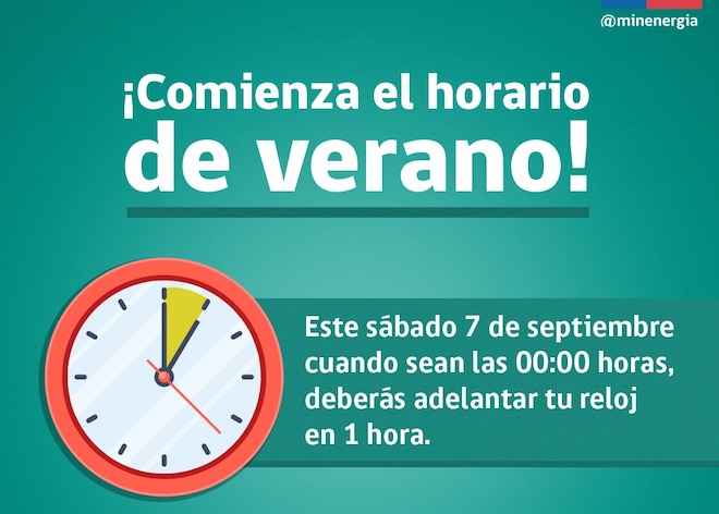 Horario de verano comienza a regir este sábado 7 de septiembre