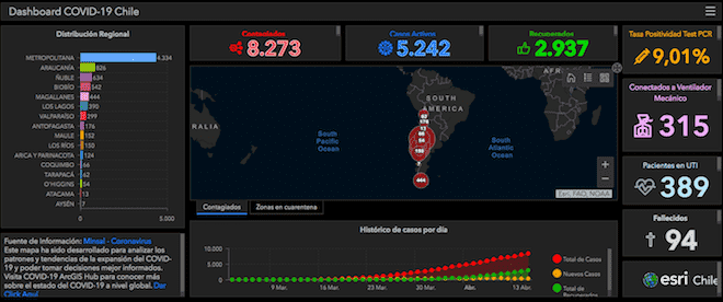 Explora el mapa interactivo  que muestra en tiempo real el avance del COVID-19 en Chile