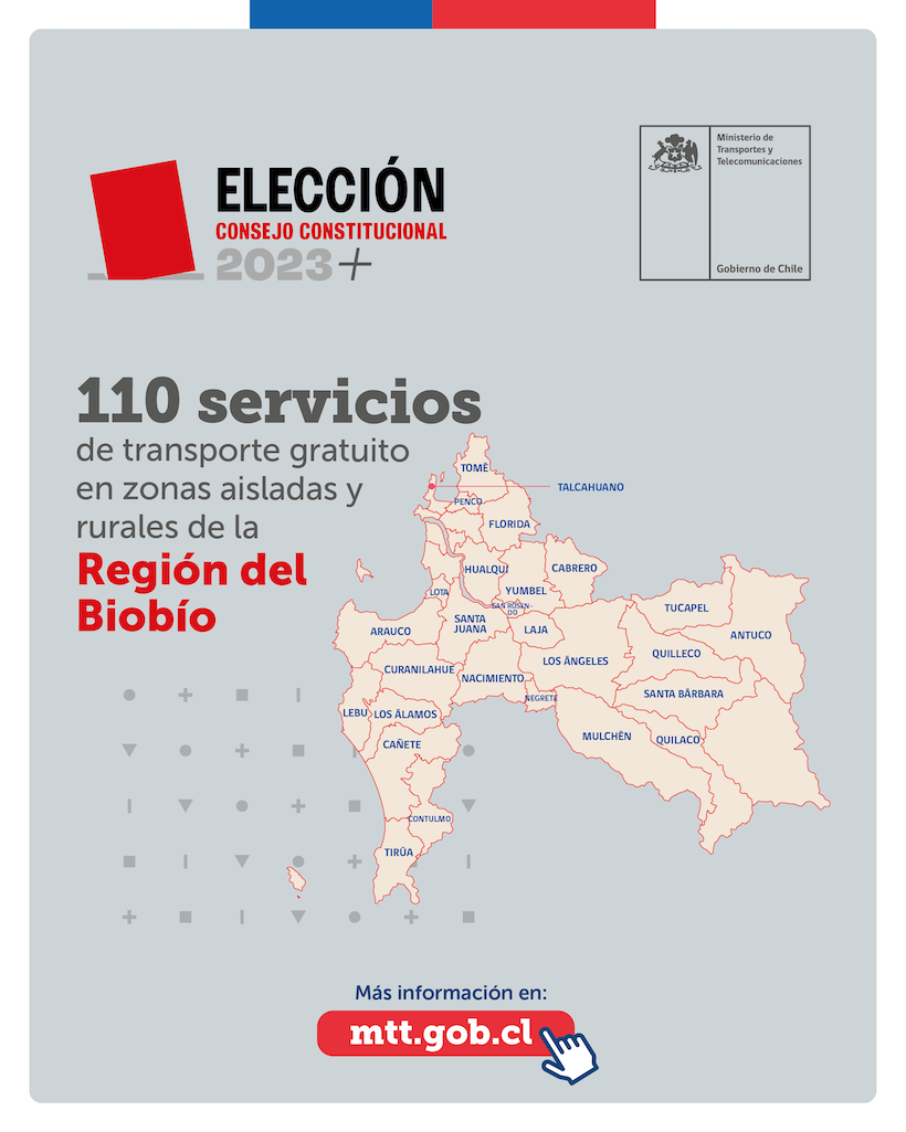 Elecciones 2023: más de 110 servicios gratuitos operativos en la Región del Biobío
